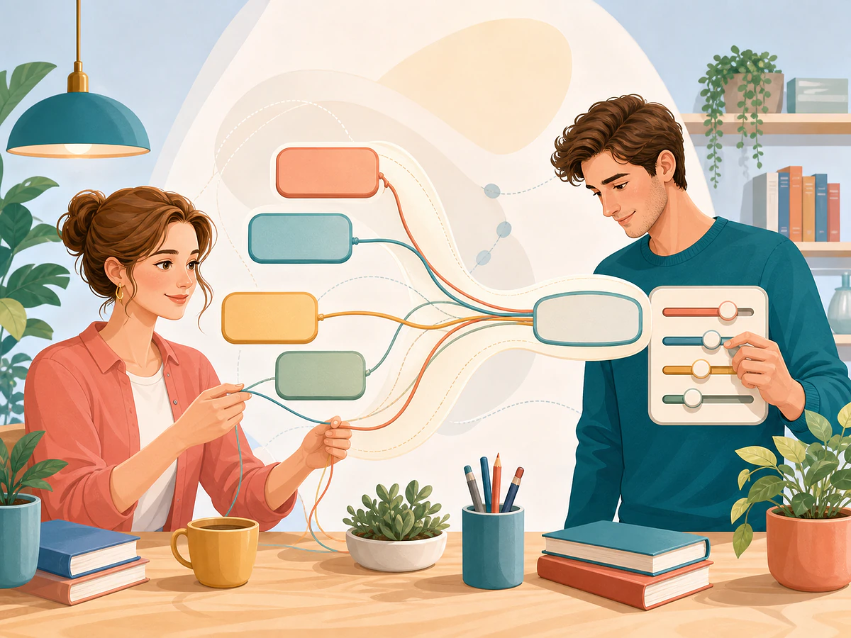 Playful illustration for Sounding Academic: Register, Hedging, and Cohesion, an English by Algorithm lesson