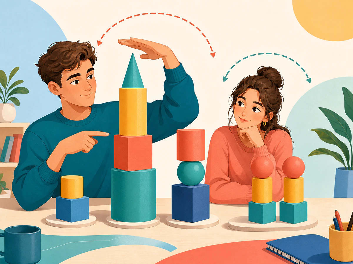 Playful illustration for Comparing Things: bigger, the biggest, as tall as, an English by Algorithm lesson