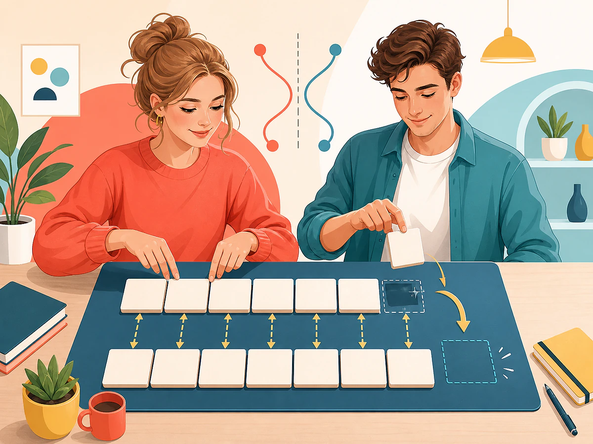 Playful illustration for Joining Equal Pieces: Coordination, Parallelism, and Deletion, an English by Algorithm lesson