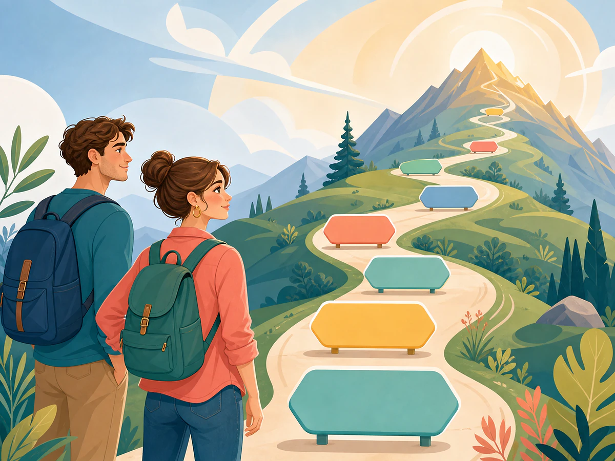 Playful illustration for Your Roadmap: From Zero to Mastery (The Final Post), an English by Algorithm lesson
