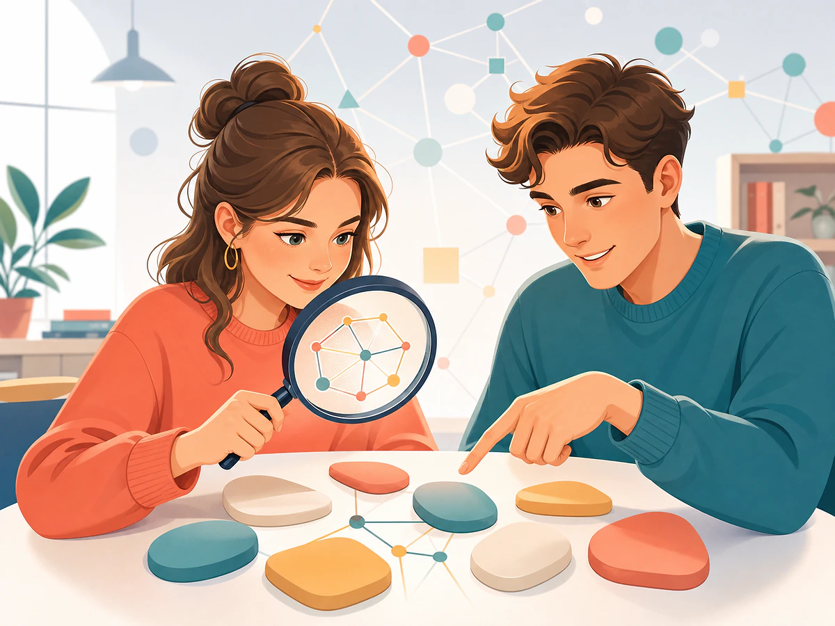 Playful illustration for The Structural Mindset: Training Your Eyes to See the Shape, an English by Algorithm lesson