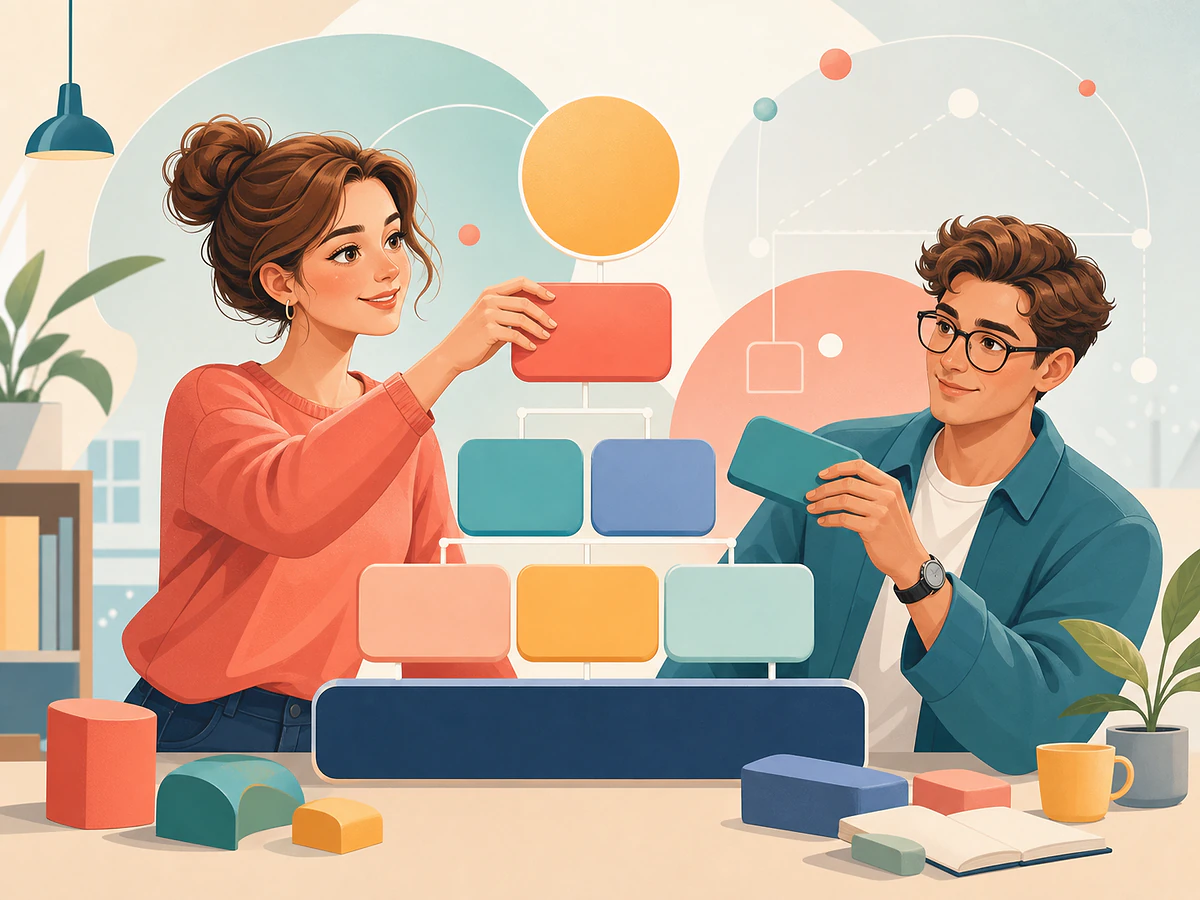 Playful illustration for Why We Learn the Shape of English First, an English by Algorithm lesson